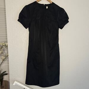 Vintage Fossil Black Dress Nylon Cotton Short Sleeve Crew Neck Demure Y2K Twee
